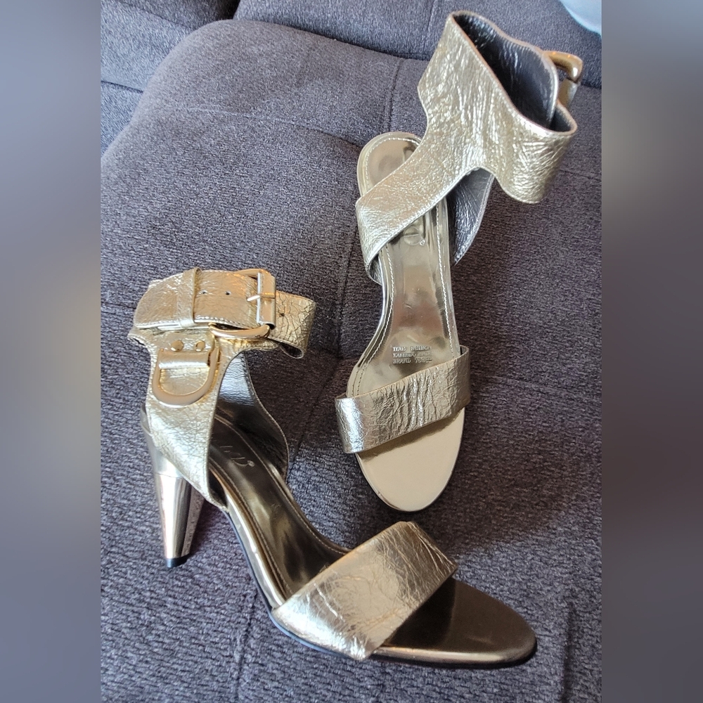Gold High Heel Sandals In Size 7.5